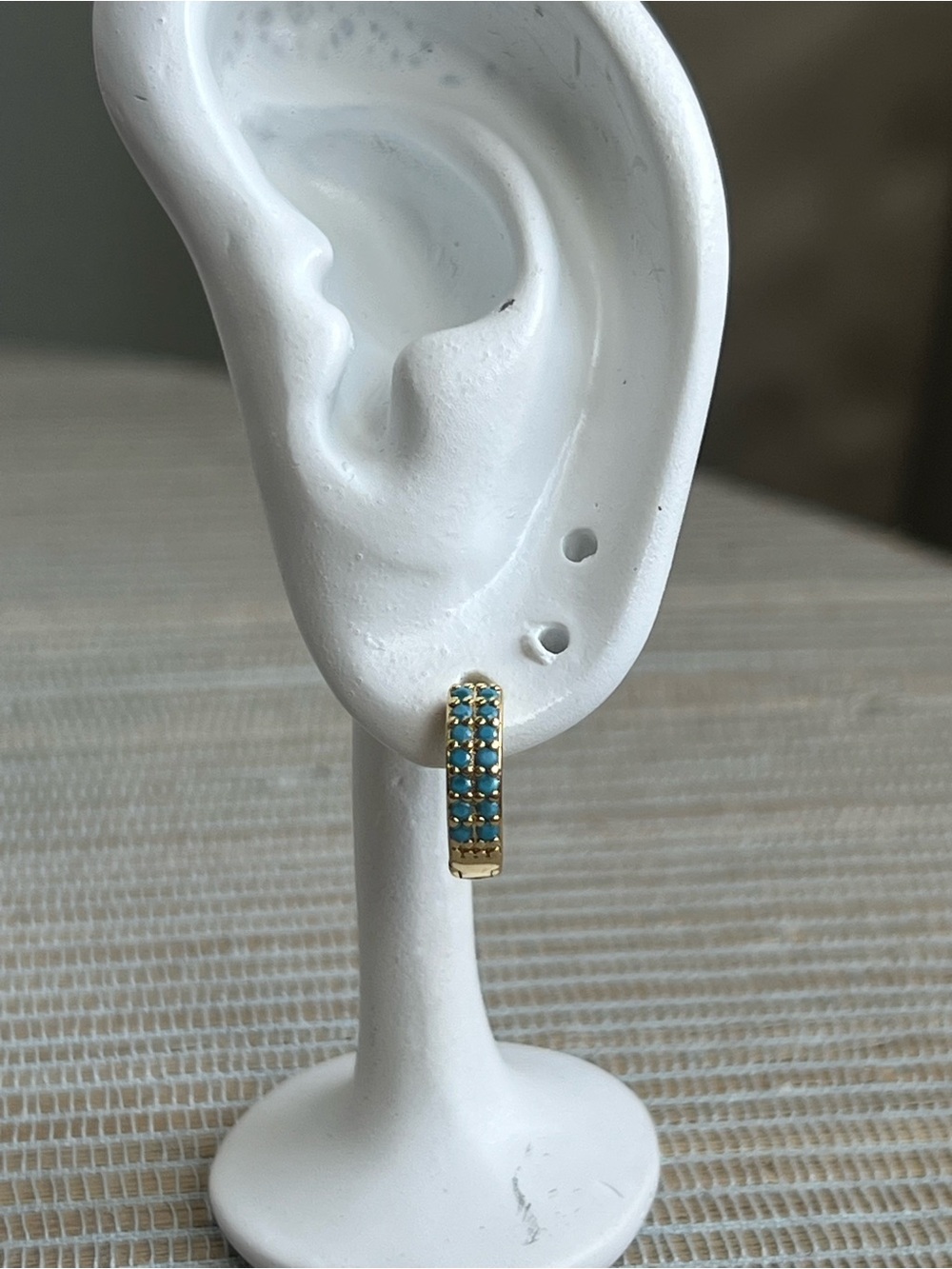 ⭐️- turquoise Gold Hoop Huggies Earrings
